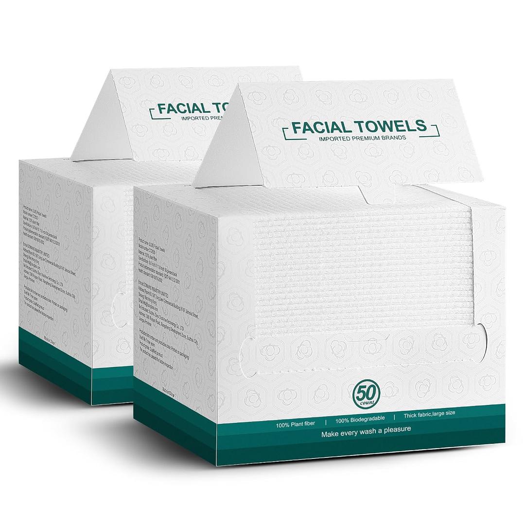 Face Towels,Facial Towels,Disposable Face Towel,7.9"x12"Face Cloths | Makeup Remover Face Towelettes Disposable,100 Count Disposable Face Cloths for All Skin Types,Ultra‑Soft Clean Face Towel