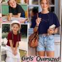 3 Pack Girls Short Sleeve Oversized Tops | Loose Fit, Crop Shirts, Cute, Rolled Sleeve, Crewneck, Round Neck, Summer, Baggy, Casual Tees, Solid, Plain, Versatile