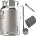 Milk Can, 5 Gallon with Spigot and Ladle Milk Can, 304 Stainless Steel 20L Locking Sealed Lid Bucket - Airtight Food Storage Container for Home, Farm, Commercial Kitchen (Milk/Grains)