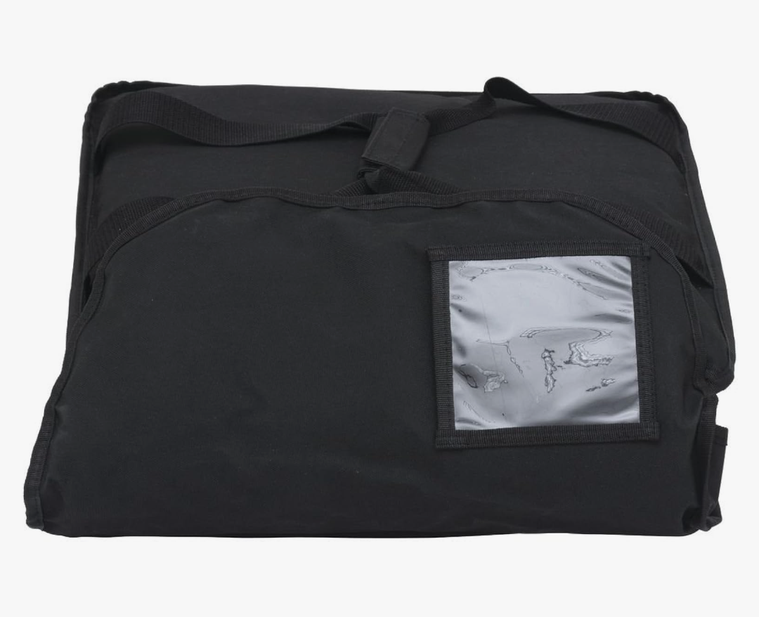 HUBERT Pizza Delivery Bag Black Nylon Side Loading Medium Insulated - 18/2" L x 18 1/2" W x 7" H