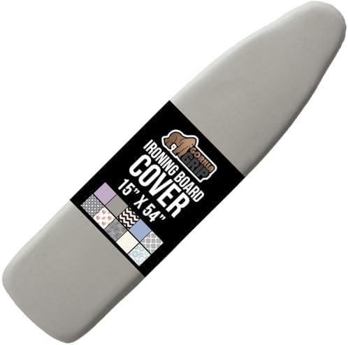 The Original GORILLA GRIP Ironing Board Cover and Pad, Silicone Coating, Thick Scorch Resistant Padding, Heavy Duty Iron Covers Standard Boards, Hook and Loop Fastener Strap, Silver, 15x54