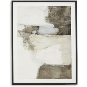 Signature Design by Ashley Aldricton Contemporary Rectangular Framed Print Wall Art, 30 x 40 Inches, White & Dark Brown, 40.1"L x 30.1"W