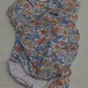 B2prity Women's One Piece Swimsuits Tummy Control Front Cross Bathing Suits Tie Back Slimming V Neck Swimwear (Pink Floral) S