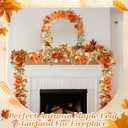 Hotop 2 Pack 6 ft Thanksgiving Maple Leaf Garland for Autumn Decoration, Artificial Harvest Garland with Maple Leaves, Rose and Pumpkin, for Wedding Party Dinner Indoor Outdoor Fireplace