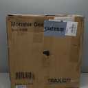 Traxion 2-230 Monster Rolling Padded Mechanic Stool Seat Garage Shop Roller Work Chair with Wheels and Tool Tray, Heavy-Duty 400-lb Capacity, All-Terrain 5" Casters, Black Red