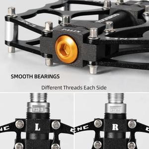ROCKBROS Mountain Bike Pedals MTB Pedals CNC Non-Slip Lightweight Aluminum Alloy Bicycle Pedals Sealed Bearings Bicycle Platform Pedals 9/16" BMX Road Bike Pedal, 2 Pack