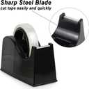 BOMEI PACK Desktop Tape Dispenser (Fits 1" & 3" Core) with Transparent Tape Refills, Clear Tape with Black Tape Holder,Weighted Non Slip Base, for Masking Tape,Heat Resistant Tape