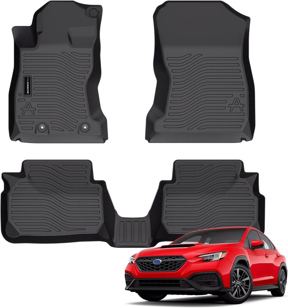 Auxko All Weather Floor Mats Fit for Subaru WRX 2022-2024 2025 TPE Rubber Liners WRX Accessories Set All Season Guard Odorless Anti-Slip Floor Mats