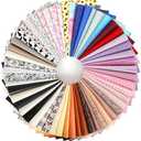 LOTOFUN 30 Pieces Random Colors Faux Leather Sheets 8X 6Inch Multiple Styles Mixed Glitter Grain Texture Embossed Pattern Printed Colored Leather for Earrings Making Hair Bow and Crafts DIY