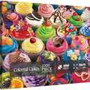 Colorful Cupcake Puzzle for Adults 1000 Pieces, Birthday Cake Jigsaw Puzzle, Candy Food Cookie Fruit Collage Puzzle