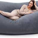 6 ft Bean Bag Chair Cover Only (No Filler) Washable Giant Bean Bag Cover Replacement for Reading Chair or Lounger, Charcoal