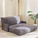 YOSHOOT Adjustable Lazy Floor Couch, Convertible Bean Bag Sofa Bed, 5-Position Foldable Sleeper Chair with Armrest, Versatile Floor Seating for Reading Gaming, Beige