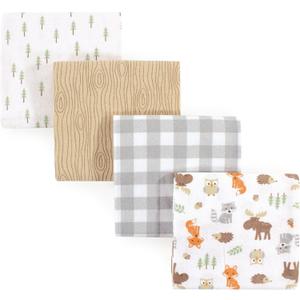 Hudson Baby Unisex Baby Cotton Flannel Receiving Blankets, Woodland, One Size