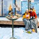 Bird Bath for Outside with Pedestal, Vintage Freestanding Garden Metal Birdbaths & Birdfeeder, Birdbaths Bowl Bird Baths for Outdoors Yard Garden Lawn Decor, Upgrade Dual-use Base (Dark Green)