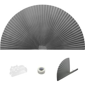 Arch Window Pleated Blinds Easy Cut and Install Pleated Shades Fliterling Linght and Blackout Blinds Grey (36"W x 72"H)