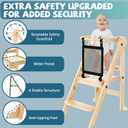Foldable Toddler Tower with Safety Nets, 3 Adjustable Height Learning Tower, 