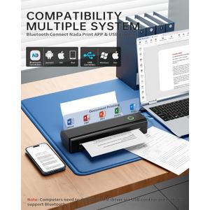 Portable Printers Wireless for Travel, N80 Wireless Thermal Printer Bluetooth Inkless Printer Support 8.5" X 11" US Letter & A4, Compatible with iOS, Android, Laptop