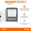 Amazon Basics Portable, Foldable Metal Wire Dog Crate with Removable Tray, Divider Panel, Easy to Assemble, for Large Dogs, 48 x 30 x 32.5 in, Black
