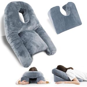 HOMCA Face Down Pillow After Eye Surgery - Home Massage Pillow Face Down for Bed, BBL Pillow After Surgery Stomach Sleeping Pillow with Shredded Memory Foam and Removable Cover (Dark Grey)