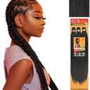 Sensationnel X-pression prestretched braiding hair - 3x braid 58 inch all kanekalon flame retardant synthetic braid for box braids and twists (7 pack, 1B OFFBLACK)
