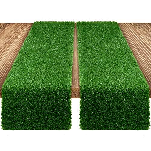 Tranqun 2 Pcs Artificial Grass Table Runner Decoration Football Table Runner 14 x 48 Inch Turf Synthetic Fake Grass Tables Centerpieces Decor for Football Party Favors Wedding Dining Garden Home Decor