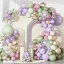 Ouddy Party Dusty Green Purple Pink Balloons Garland Arch Kit, Different Sizes 18 12 10 5 Inch Pastel Mist Green Ivory Lavender Latex Confetti Balloon for Spring Birthday Baby Shower Party Decorations