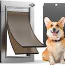 Dog Door All Aluminum Medium, Doggy Doggie Cat Door, Heavy Duty Pet Door for Install in Interior Exterior Doors or Wall, 2 Magnetic Flaps, Energy Efficient, Closing Panel for Pets Up to 45Lb