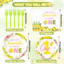 2 x 96Pcs Lemon 1st Party Plates Supplies Pink Yellow Our Little Lemonade Is Turning One First Birthday Tableware Decorations Disposable Paper Plates Napkins Forks for Kids Baby Shower, Serves 24