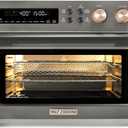 VAL CUCINA Infrared Heating Air Fryer Toaster Oven, Extra Large Countertop Convection Oven 10-in-1 Combo, 6-Slice Toast, Enamel Baking Pan Easy Clean with Recipe Book, Black Matte Stainless Steel, 16.7"D x 16.1"W x 13"H