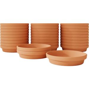 30 Pack Terracotta Saucers 3x3 Inch, Shallow Clay Drip Trays for Small Plant Pots, Succulents, Seedlings, Indoor Outdoor Use