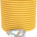 100Ft 12/3 Outdoor Extension Cord with 3-Outlets, Heavy Duty 12 Gauge 3 Prong Extension Cord Waterproof with Lighted end, 15A 12AWG 1875W SJTW, ETL Listed - Great for Garage, Garden and Home, Yellow (100FT, Yellow)