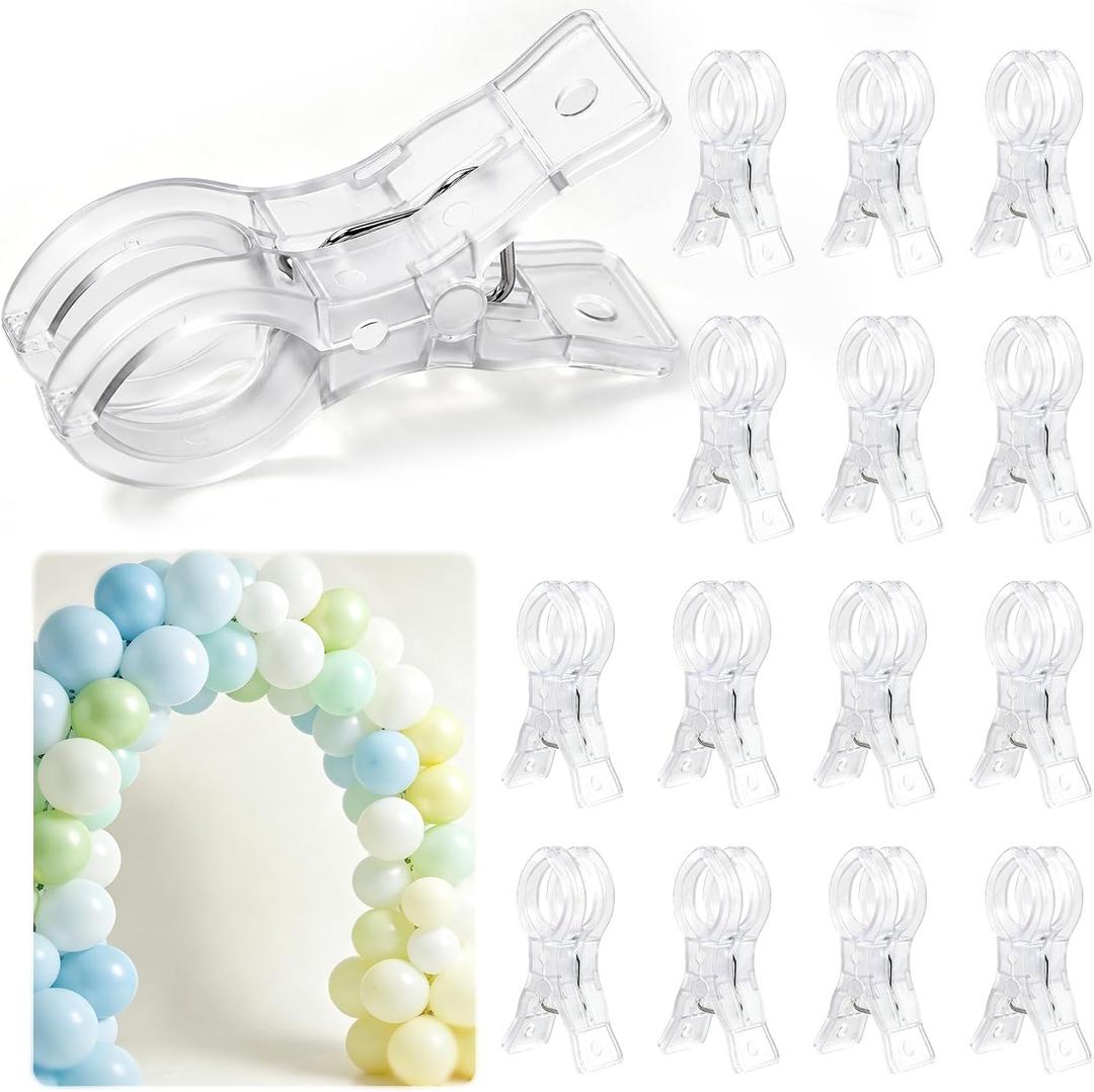 2 x 15 Pack Balloon Arch Clips, Transparent Plastic Spring Clamps for Backdrop, 3.5 Inch Clear Heavy Duty Clip for Balloon Arch Supplies Birthday Wedding Decoration Craft Photography Studio
