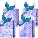 Leinuosen 32 Pcs Mermaid Party Favors Bags Birthday Decoration Mermaid Tail Goodie Gift Bag for Baby Shower Birthday
