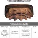 Wood Round Tablecloth 60 Inch Washable Reusable Decoration Table Cover for Kitchen Party