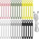 30Pcs Nearockle Silicone Cable Ties for Bundling Earphone, Phone Charger, Computer Cords, Reusable Cord Organizer Cable Management in Home,Office,Kitchen,School (6 Colors) (4.2 Inch)