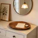 SOFE Small Round Wood Tray 9 Inch, Kitchen Mini Charcuterie Boards, Walnut Wooden Plates for Food, Bread, Cheese, Snack. Dessert, Wooden Serving Tray Home Decor, Tea/Coffee Table Tray (Classic Brown)