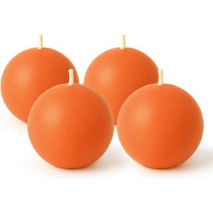 Biedermann & Sons 8-Hour Long Burning Unscented Round Ball Candles, Cantaloupe, 2.5 Inch - Set of 4