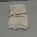 jinchan Belrose Linen Floral Kitchen Curtains 24 inch Length Embroidered Farmhouse Cafe Curtains for Living Room Bathroom Small Windows Curtain Set Sheer Light Filtering 2 Panels Beige