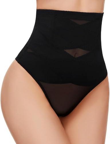 SIMIYA Thong Shapewear Tummy Control for Women High Waist Compression Shapewear Thong Black Size M