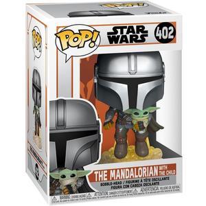 Funko Pop! Star Wars: The Mandalorian - Mandalorian Flying with The Child, Grey