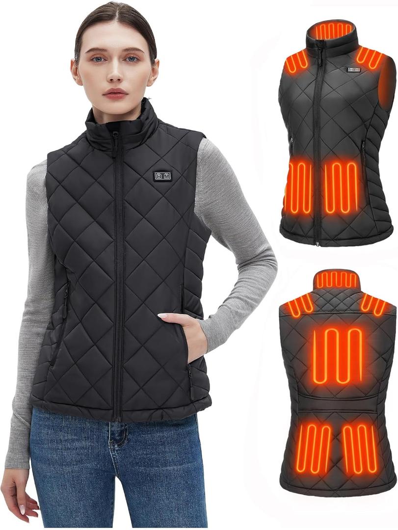 Glaais Heated Vest Women with Battery Pack 16000mAh 7.4V, Women's Heated Vest Warming Electric (Large, Black)
