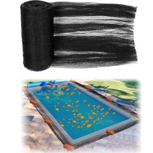Therwen 23 x 42.5 ft Leaf Net Cover for Inground Pools Rectangle Mesh Keeps Leaves Out Applies to 7 x 13 M Pool for Winter Autumn Summer Cover Resistance Cold and UV, Easy to Install, Black