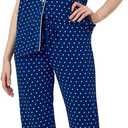 Women's Pajamas Sets 2 Piece Womens Short Sleeve Capri Pants Pajama Sets Tencel Rayon Cotton Pj Sets S-3XL (Navy Polka Dot)