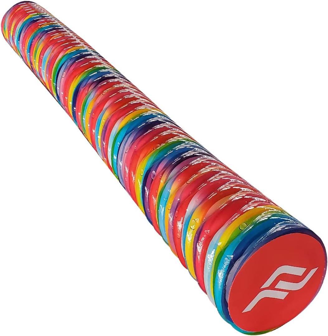 IMMERSA Jumbo Swimming Pool Noodles, Premium Soft Water-Based Vinyl Coating and UV Resistant Foam Noodles for Swimming and Floating, Lake Floats, Pool Floats for Adults. (Colorful Stripes)