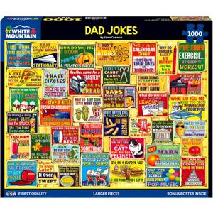White Mountain 1000 Piece Puzzle Fun Collage Jigsaw Puzzles Gift for Adults Family and Grandparents - Dad Jokes