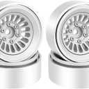 CNC 1.3" Beadlock Wheel Rim for SCX24 1/24 TRX4M Ascent18 1/18 RC Crawler Aluminium Upgrade Part (Silver)