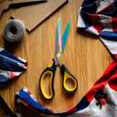 Scissors All Purpose, 9.5 Inch Premium Stainless Steel Scissors Heavy Duty Titanium Coating Sewing Fabric Scissor Cutting Fabric Leather, Hand Cutting Tools for Office, Home, School, Sewing and Crafts (Yellow)