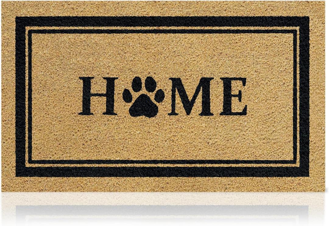 Home Dog Classic - 17"x29" - Coir Door Mat with Heavy Duty Backing - Welcome Mats for Entryway, Porch - Anti-Slip PVC & Coconut Fiber Surface - Natural Home Accessories, Minimalist Original Design