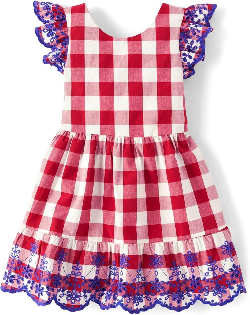 Gymboree Girls' and Toddler Flutter Sleeve Dresses (4T, Red Plaid)