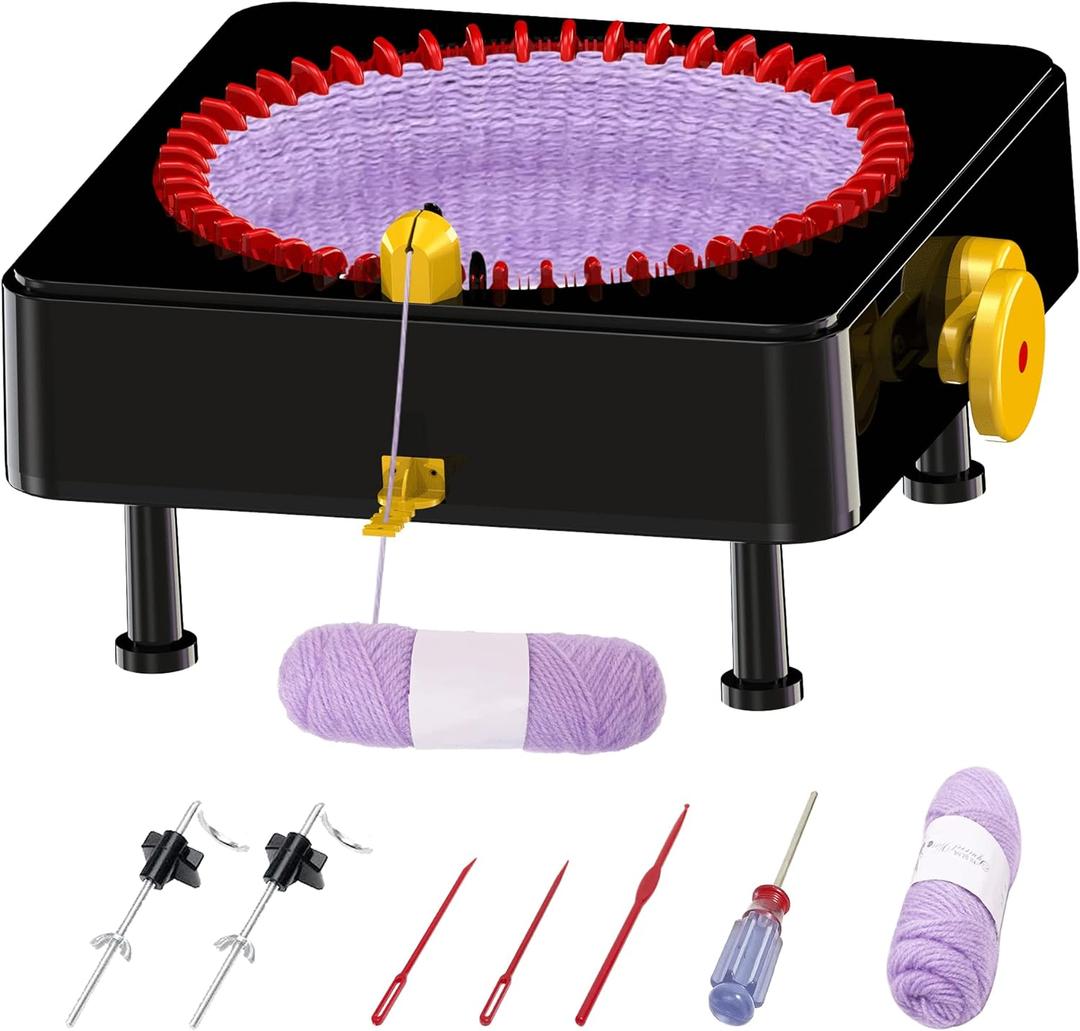 JAMIT Knitting Machine, 48 Needles Loom Knitting Machines for Adults and Beginner, Smart Weaving Loom Crochet Knitting Machine for Hat Sock Blanket, Knitting Looms & Boards Rotate Double Knit Machine